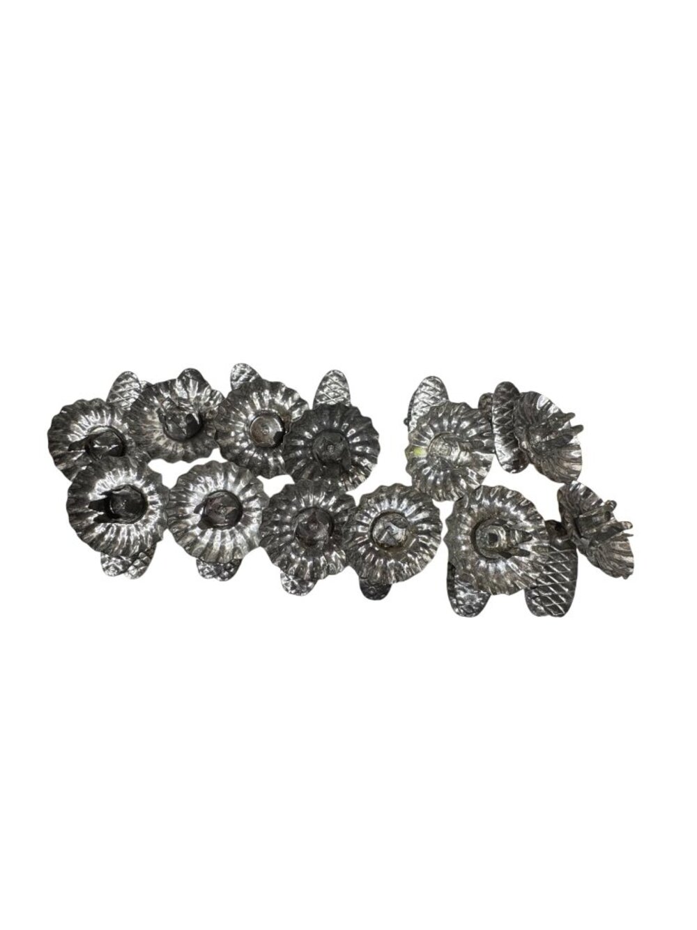 Vintage Metal Christmas Tree Candle Clip Holders Lot Of 12 Silver Tone Pinecone